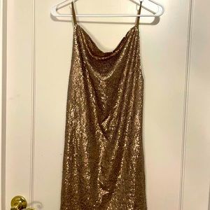 gold mini sequined party dress